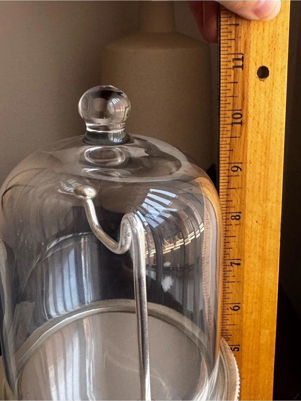 Pottery Barn Clear Glass Cloche with Silver Pedestal